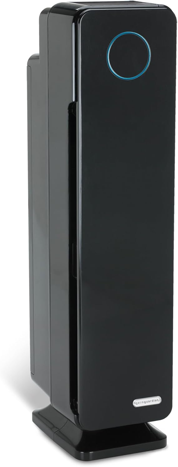 GermGuardian Air Purifier for Home with HEPA Pure Filter, for Wildfire Smoke, Pet Dander, Pollen, Odors, Large Rooms Up To 870 Sq. Ft., Removes 99.97% Pollutants, UV-C Light, 28", AC5350B, Black