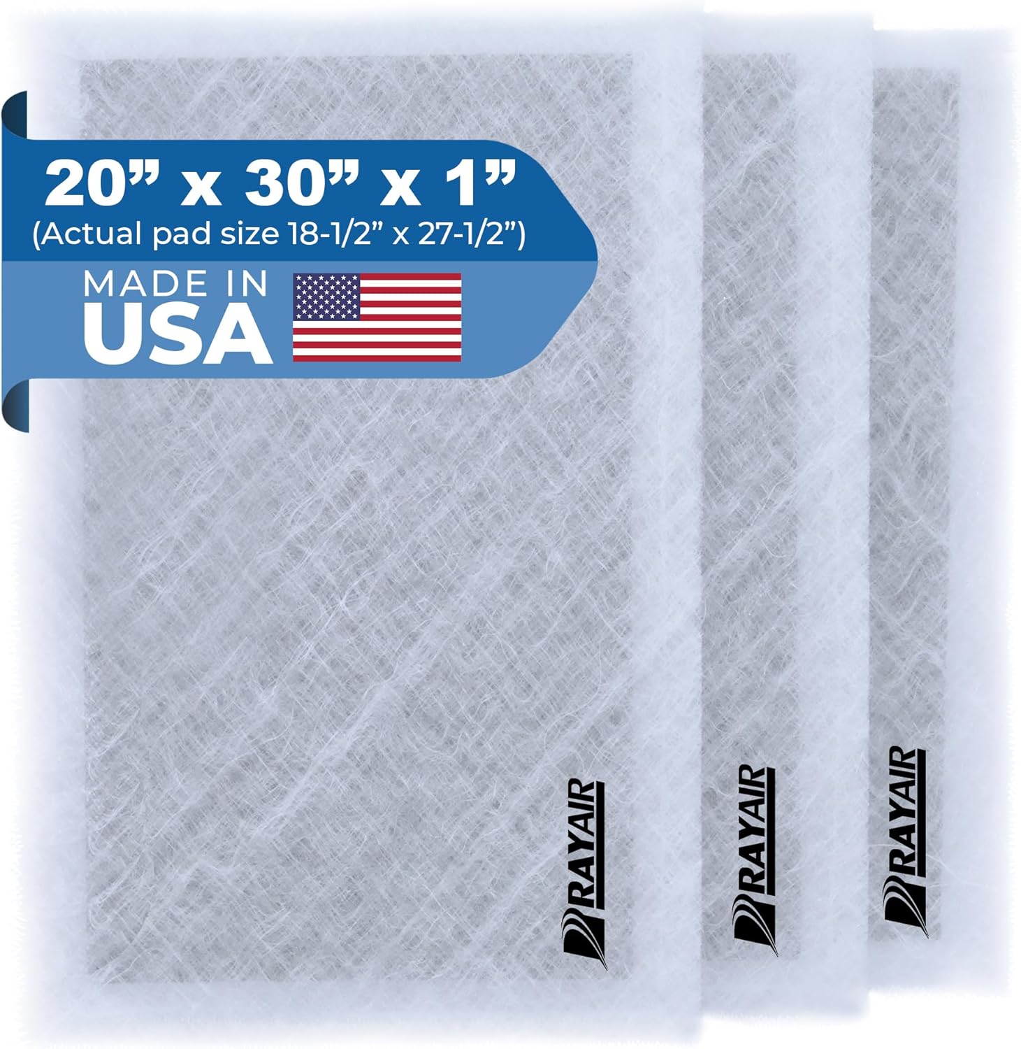 RAYAIR SUPPLY 20x30 Replacement Filter Pads Compatible with Air Ranger Air Cleaner 20X30 (3 Pack) White