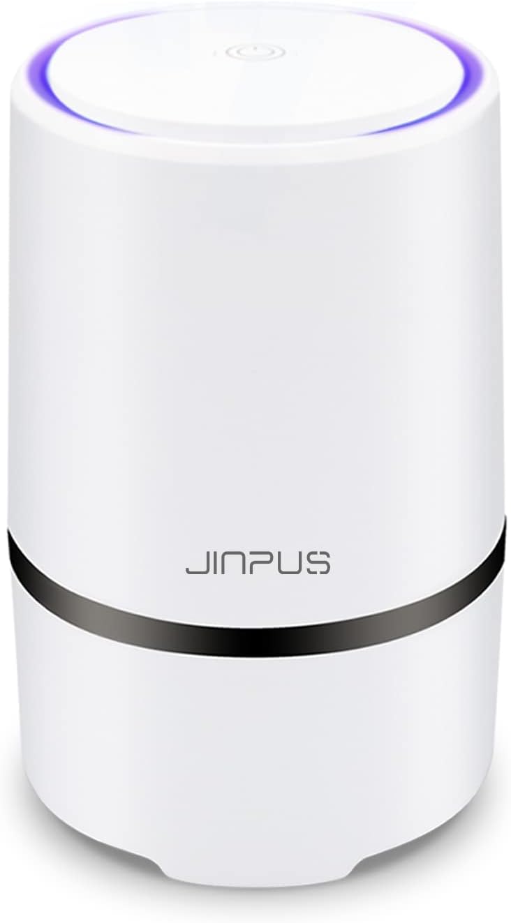 JINPUS Air Purifier Small Portable Air Cleaner for Bedroom with HEPA Filter, Upgraded Low Noise Home Air Purifiers GL-2103 (Powered by 4.9 ft USB Cable, No Adapter)