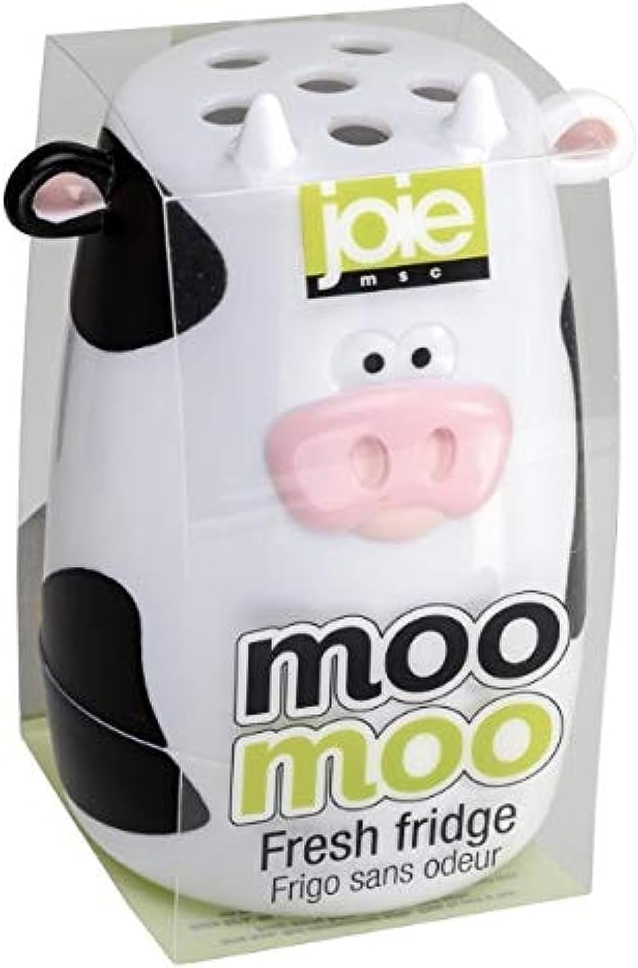 Joie Moo Moo Fresh Fridge Deodorizer, Reusable Baking Soda Holder, Compact Odor Absorber and Smell Eliminator for Refrigerator or Freezer, Cute Kitchen Gadget, BPA-Free, Cow