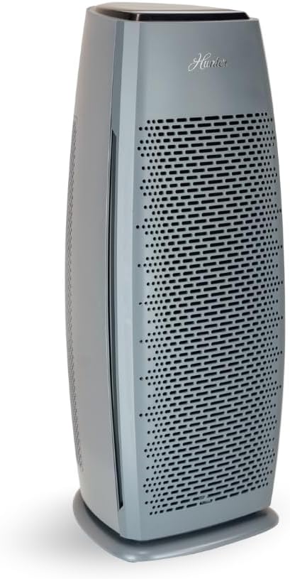 Hunter Air Purifiers for Home Large Room and Bedroom. True HEPA Air Purifier Tower for Pets, Odors, Allergens, Smoke, Dust, VOC's. Cleans 969 Ft² per Hour, 3 Fan Speeds, Sleep Timer. Graphite