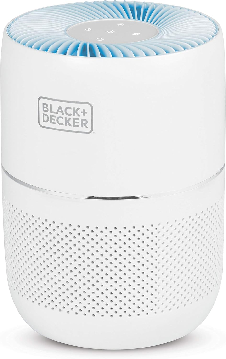BLACK+DECKER Tabletop Air Purifier with Indicator Lights, HEPA Air Purifier for Rooms Up To 435 Sq. Ft. per 5 Air Changes, 3-Stage Filtration System, ENERGY STAR Certified, BAPT02, White