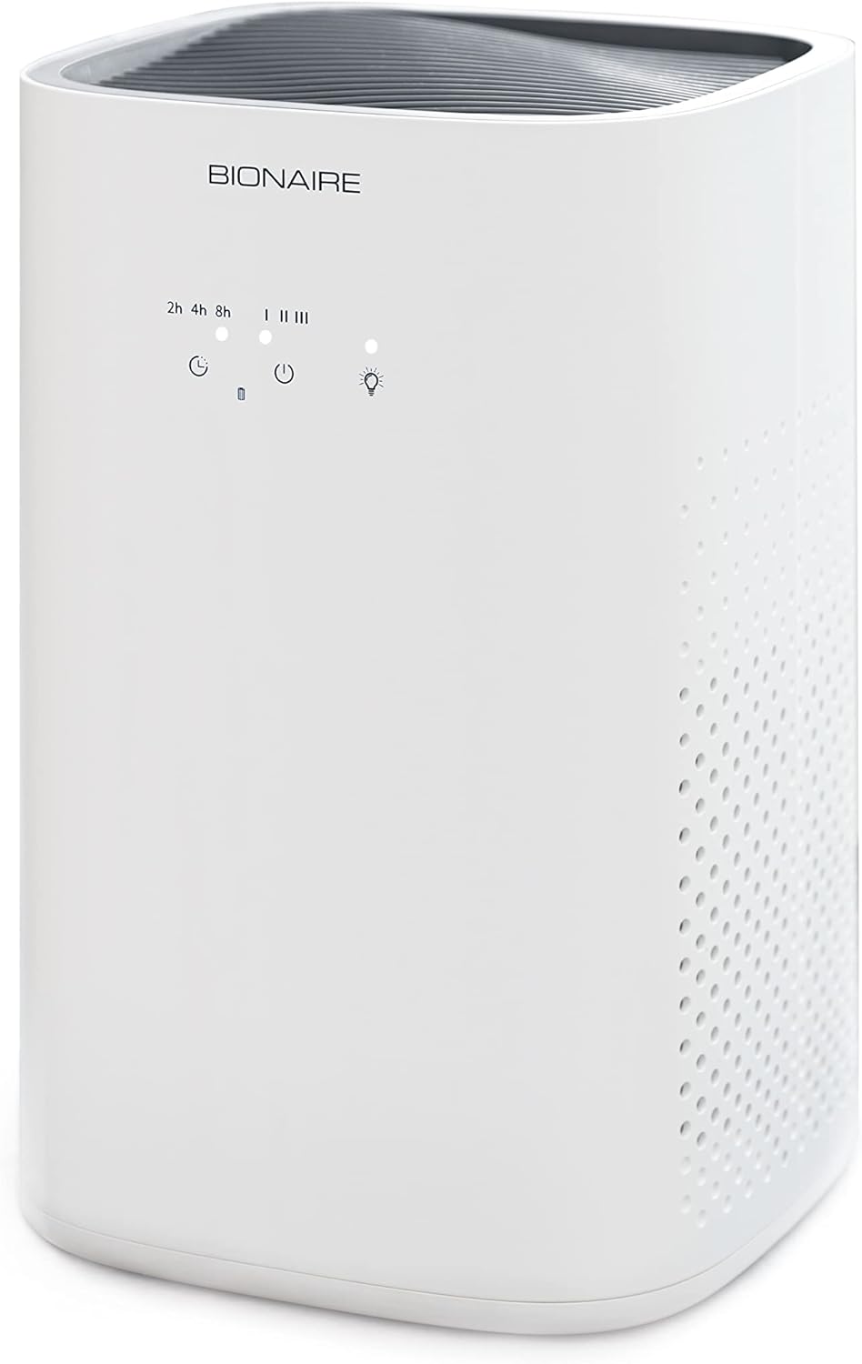 Bionaire True HEPA 360° Air Purifier for Medium Rooms, Air Filter for Allergens, Pets, and Dust with Quiet Setting and Night Light, 3 Speeds, White