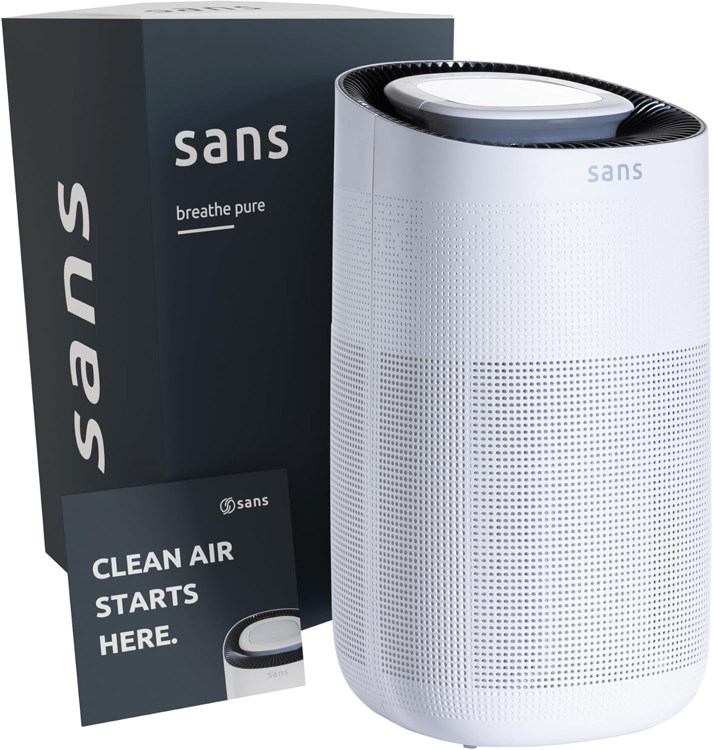 Sans HEPA 13 Air Purifier - White - 1560ft² Ultra-Quiet Home Air Purifier, Pre-Filter, Activated Carbon, UV-C Light, Protect from Odors, Smoke, Pollutants, Allergens, Dust, Dander, Harmful Chemicals