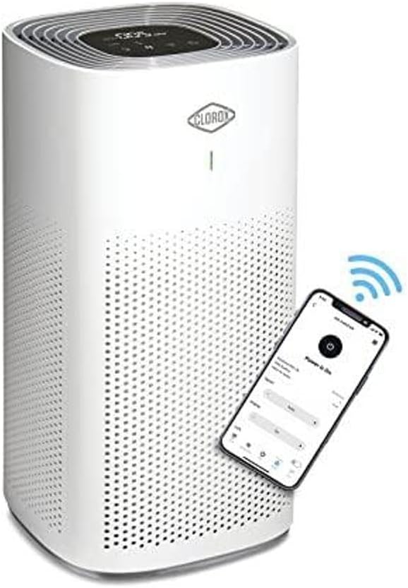 Clorox Smart Air Purifiers for Home, True HEPA Filter, Works with Alexa, Large Rooms up to 1,500 Sq Ft, Removes 99.9% of Viruses, Wildfire Smoke, Allergies, Dust, AUTO Mode, Whisper Quiet, White