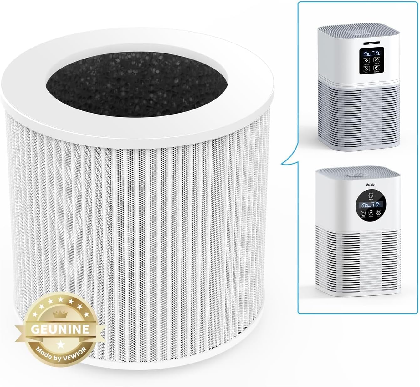VEWIOR Official A1 A1W Air Purifier Replacement Filter H13 True HEPA Air Filter, Compatible with VEWIOR HQSC-50 HQKJ-80 A1 A1W Air Purifiers
