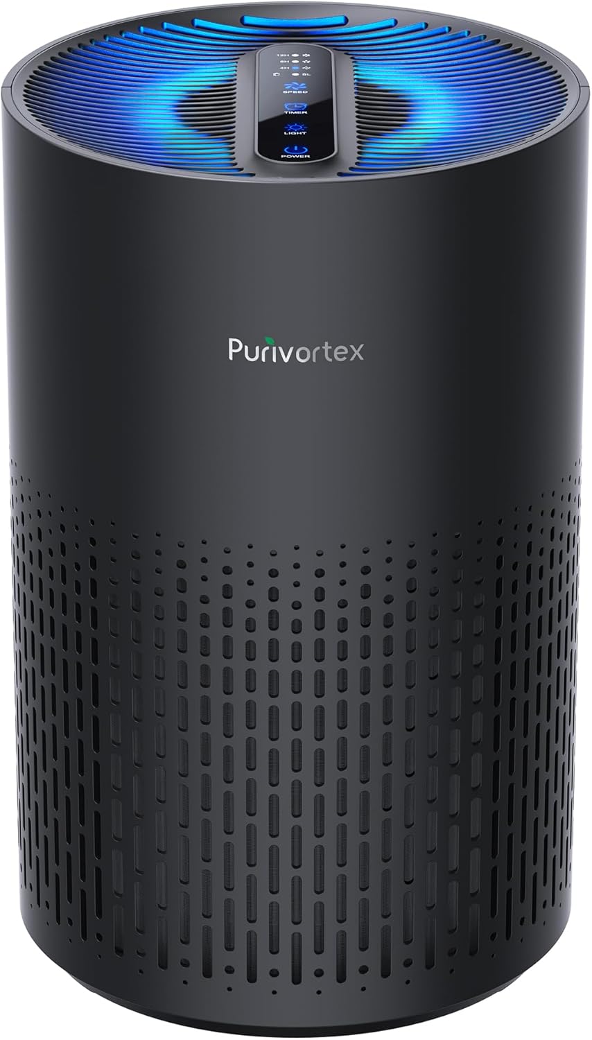 Purivortex Air Purifiers for Bedroom, Quiet Air Purifier with HEPA Filter for Pollen, Smoke, Dust, Pet Dander, Odor, Hair, Ozone Free, Covers Up to 880 Sq Ft, AC400 Black