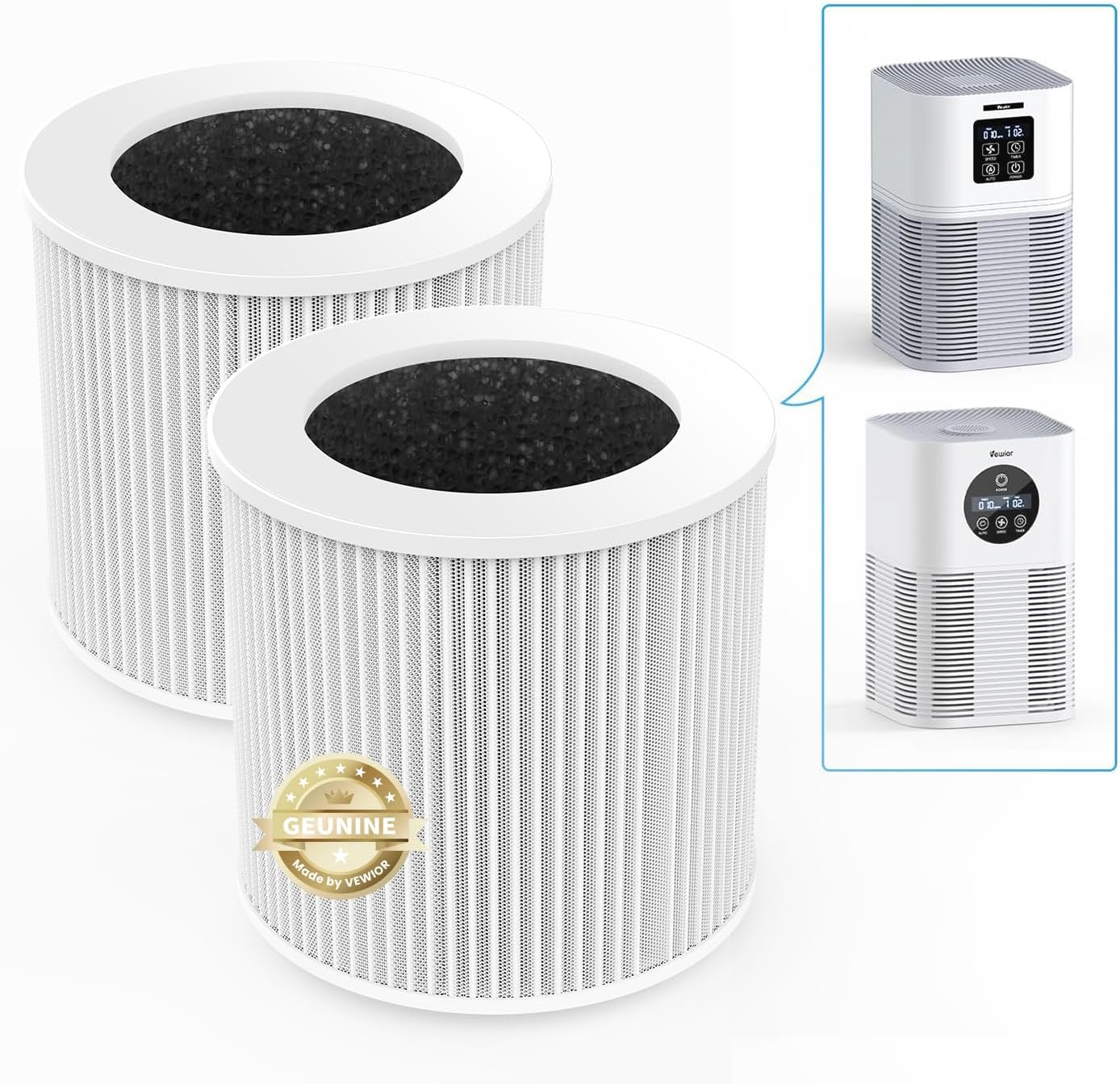 VEWIOR Official A1 A1W Air Purifier Replacement Filter H13 True HEPA Air Purifier Filter, Compatible with VEWIOR HQSC-50 HQKJ-80 A1 A1W Air Purifier, 2-Pack