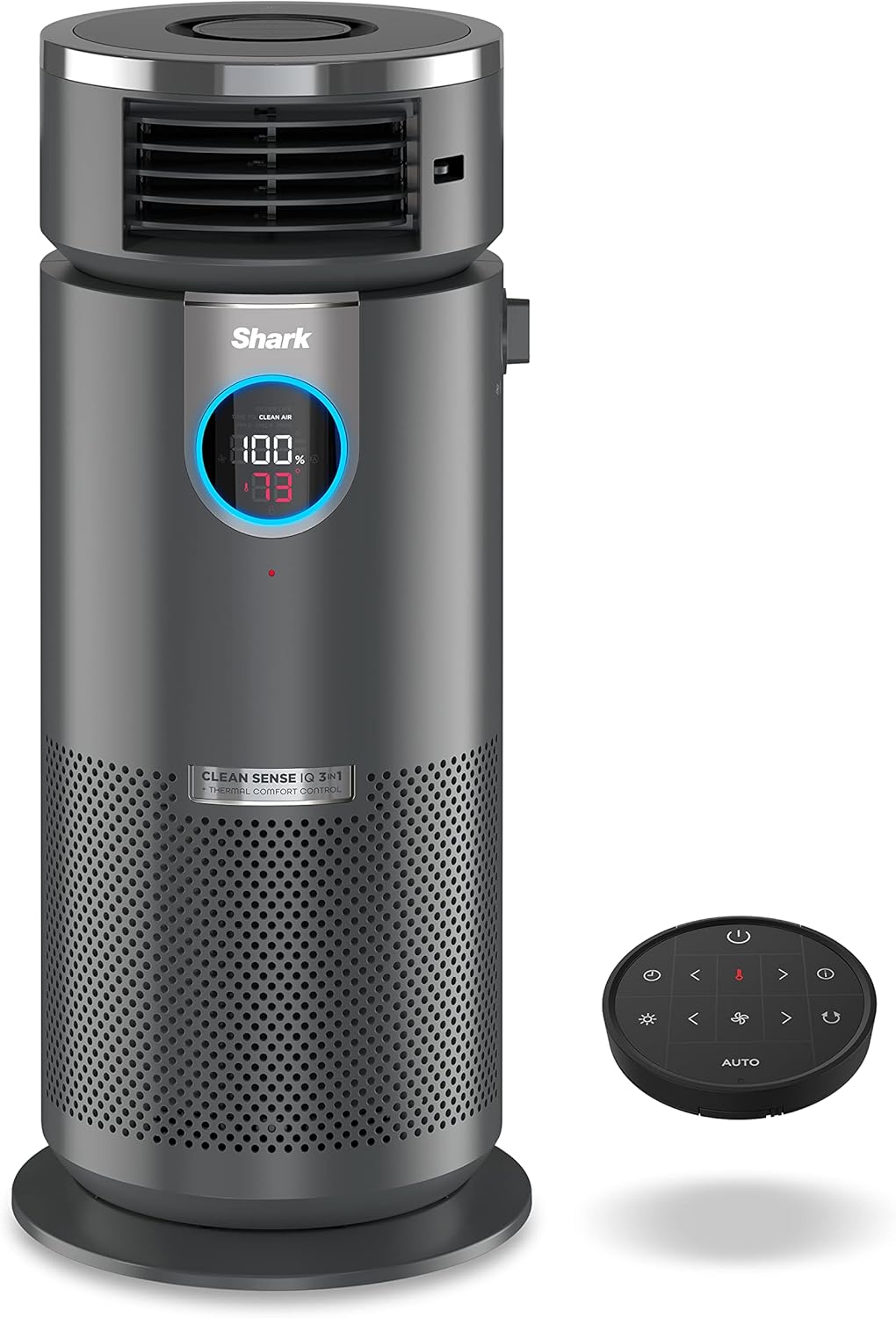 Shark HC452 3-in-1 Air Purifier, Heater & Fan with NanoSeal HEPA, Cleansense IQ, Odor Lock, for 500 Sq. Ft, Captures 99.98% of Particles, Dust, Allergens & Smoke, 0.1–0.2 Microns, Grey (Renewed)