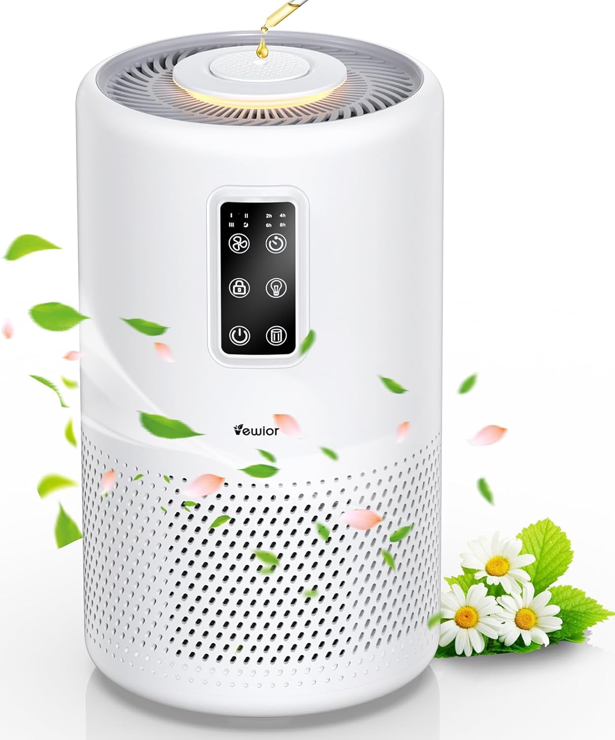 Air Purifiers for Home Large Room up to 1600ft², VEWIOR H13 True HEPA Air Purifier for Bedroom with night light, Fragrance Sponge, Sleep Mode, Timer, Lock, Air Cleaner for Wildfire Smoke Odor Dander