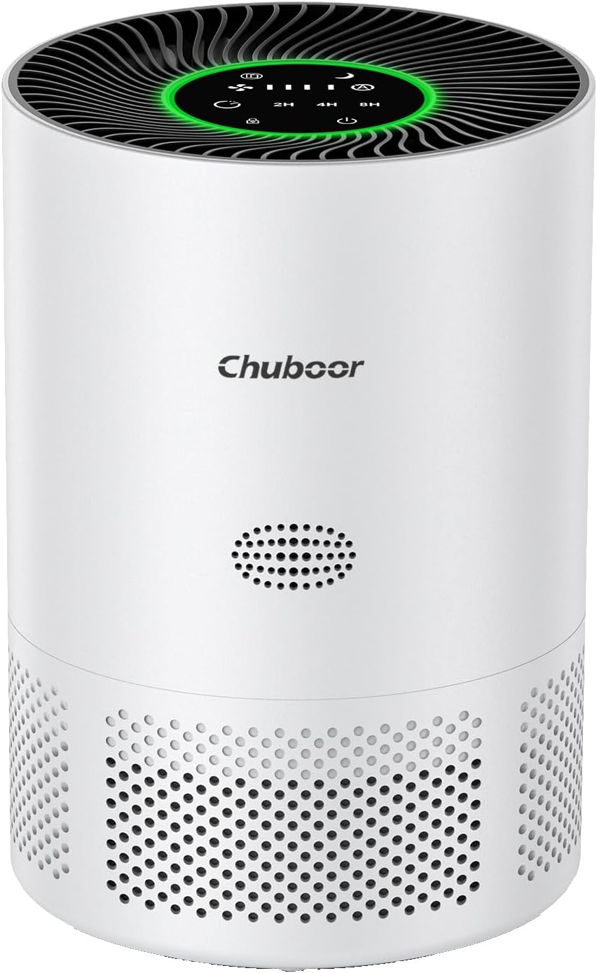 Chuboor Air Purifiers for Home Large Rooms up to 1200ft², H13 True HEPA Air Purifiers for Bedroom Dorm Room Pets with Timer, Air Purifier Cleaner for Dust,Smoke,Odor,Dander,Pollen, Wildfire Smoke