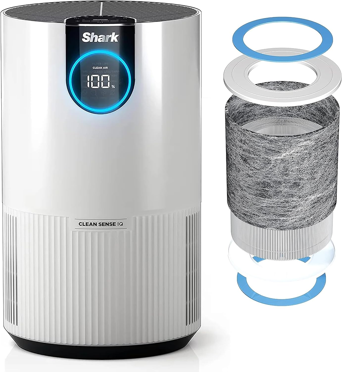 Shark HP102 Air Purifier with Nanoseal HEPA, Cleansense IQ, Odor Lock, Cleans up to 500 Sq. Ft, White (Renewed)