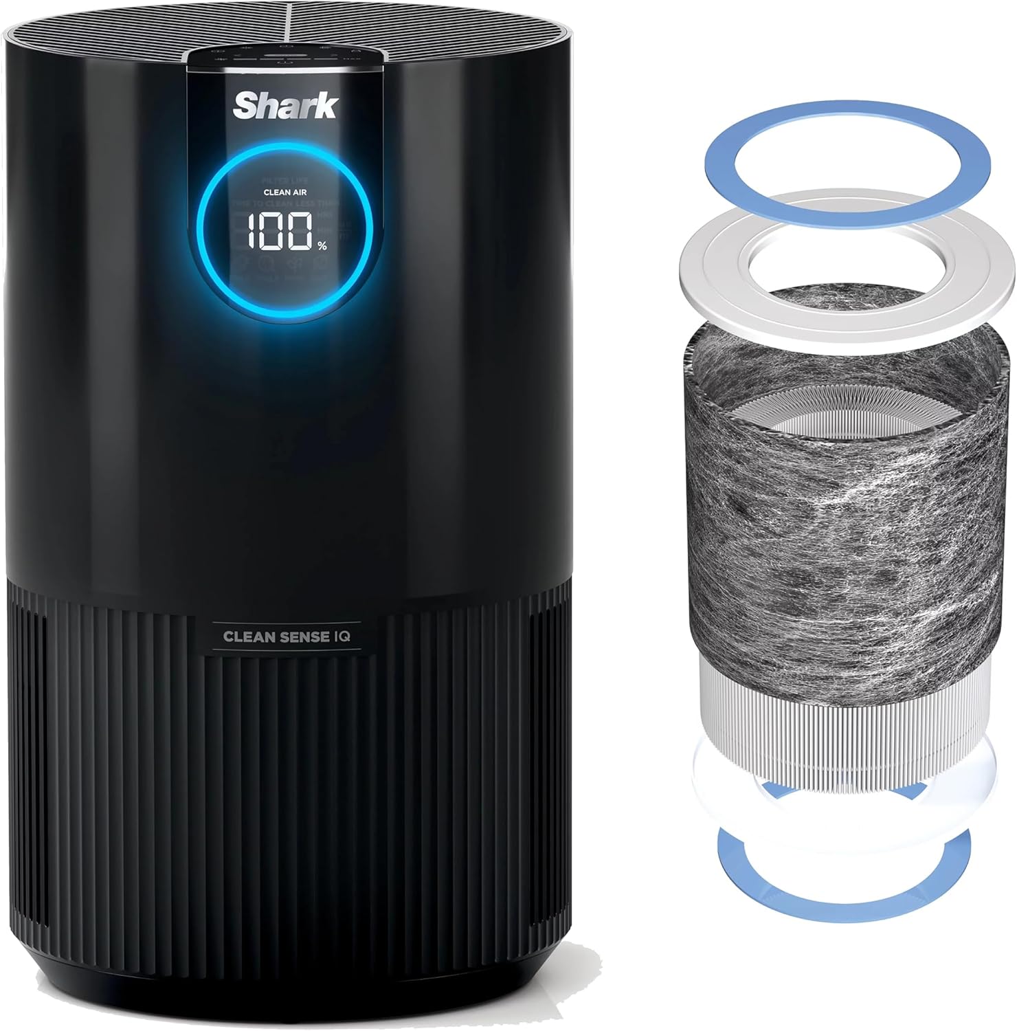Shark HP100 Air Purifier w/NanoSeal HEPA, Cleansense IQ, Odor Lock, Cleans up to 500 Sq.ft, Captures 99.98% of Particles, Dust, Smoke & Allergens, For Small Bedroom/Office, Charcoal Grey (Renewed)