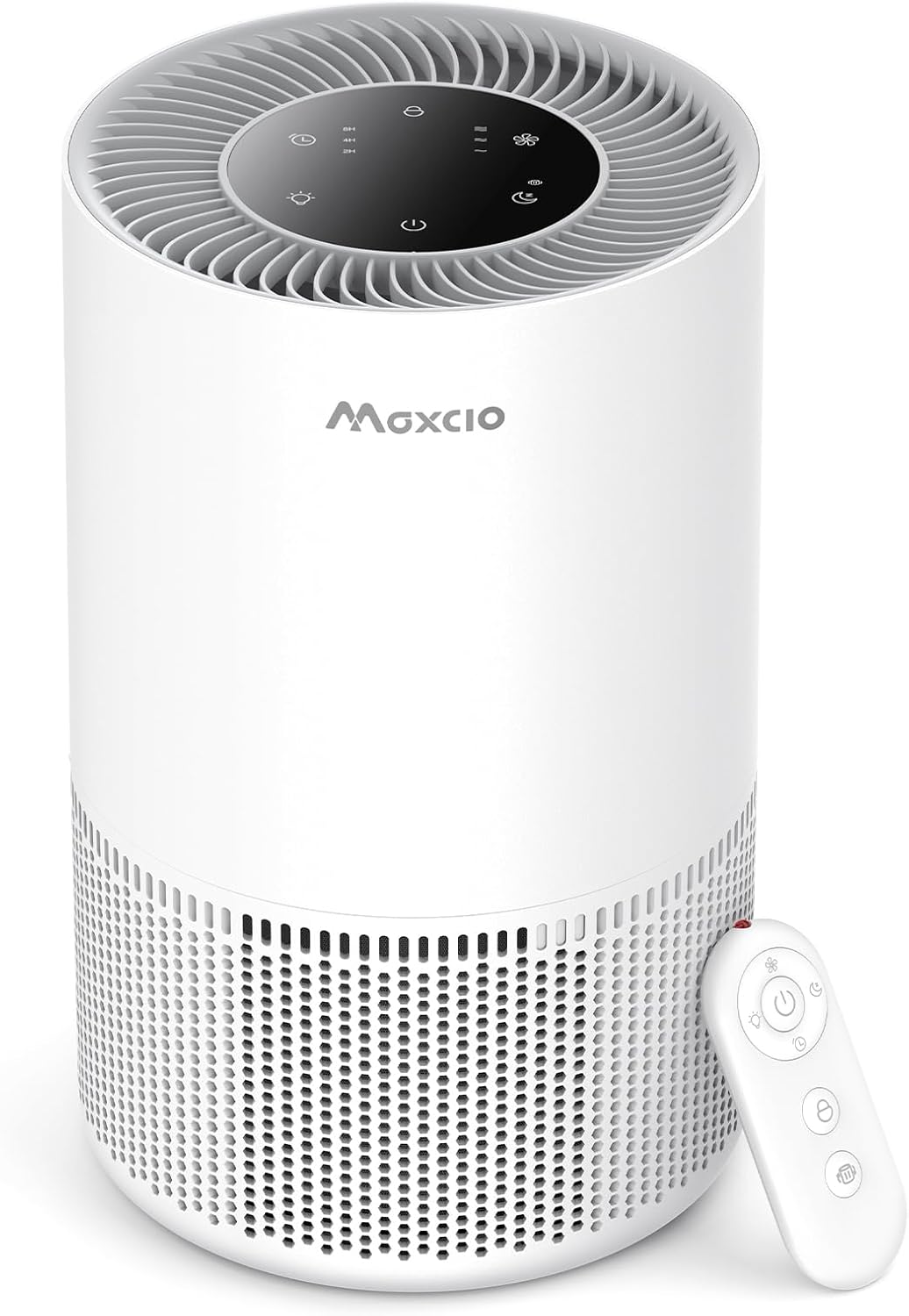 Maxcio Air Purifier for Home Bedroom, 3-in-1 Filter Air Cleaners with Fragrance Sponge for Allergies Pets Hair, Remove Dust Smoke Pollutants Odor, Sleep Mode, Night Light, Timer, 23dB Quiet, White