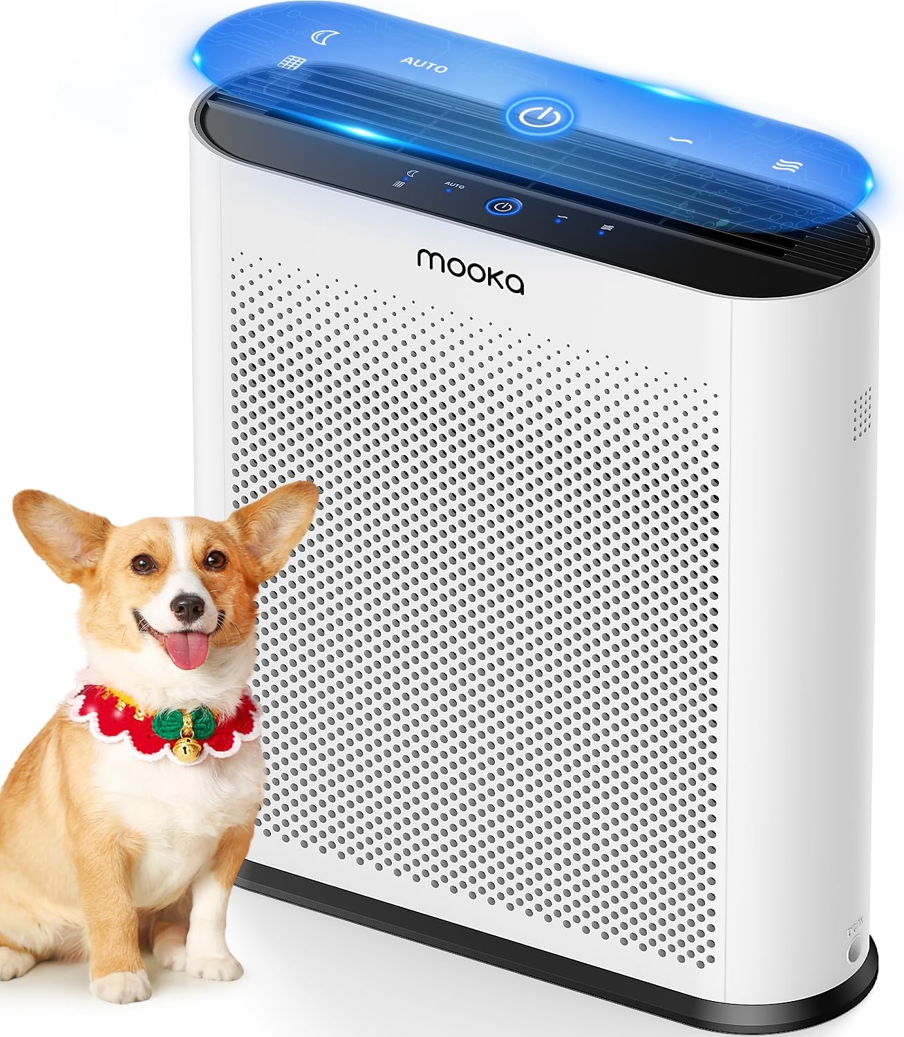 Air Purifiers for Home Large Room 1650ft² with PM2.5 Air Quality Sensor, MOOKA H13 HEPA Filter Air purifier for Pets Smoke Dust Pollen Dander Odor, Air Cleaner with Auto/Sleep Mode for Bedroom, White