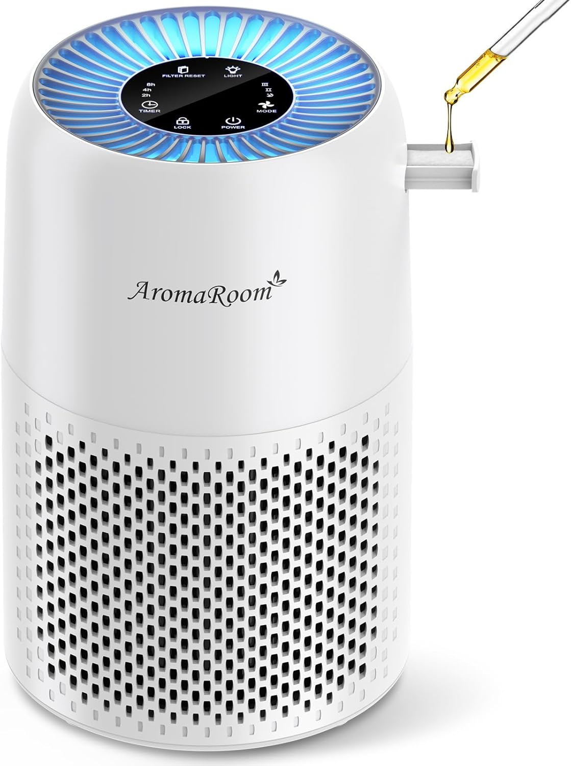 AromaRoom Air Purifiers for Bedroom, Air Purifier for Home with Fragrance Sponge, Portable Air Cleaner for Smoke, Allergies, Pet Hair Dander, Odor, Dust, RGB Night Light, AP100-A (White)