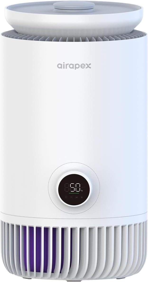 2 in 1 Air Purifier and Evaporative Humidifier Combo for Bedroom, H13 True HEPA Filter, Cool Mist-Free Air Humidifier evaporative WIFI Connect White