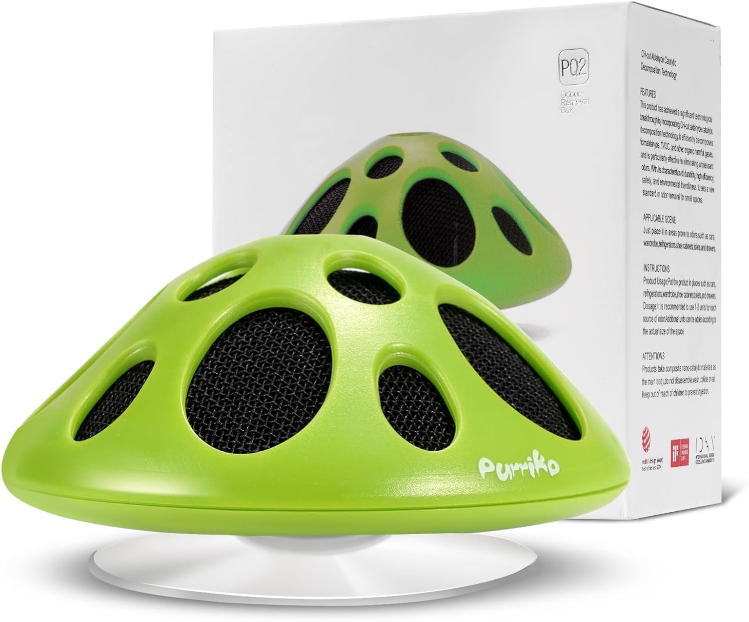 Purriko Fridge Deodorizer,Last for 10 Years,Refrigerator Odor Eliminator,Fridge Smell Eliminator,More Effective than Baking Soda and Bamboo Charcoal Air Purifying Bags,Green