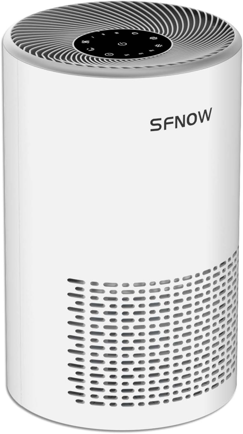 Air Purifiers for Home Pets Hair in Bedroom, Air Cleaner Covers Up to 1050 ft² Remove Smoke Pollen Dander Hair Smell, with HEPA Sleep Mode For Home Office Living Room Drom, SAP300C, White