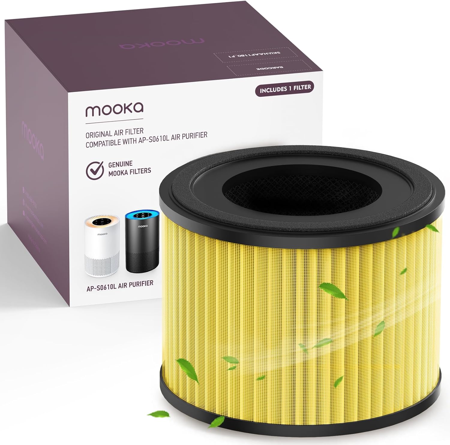 MOOKA AP-S0610L Air Purifier Pet Mode Filter, 3-in-1 True HEPA Filter, High-Efficiency Activated Carbon Air Filter for Allergies, Smoke, Odor, Dander, Pollen