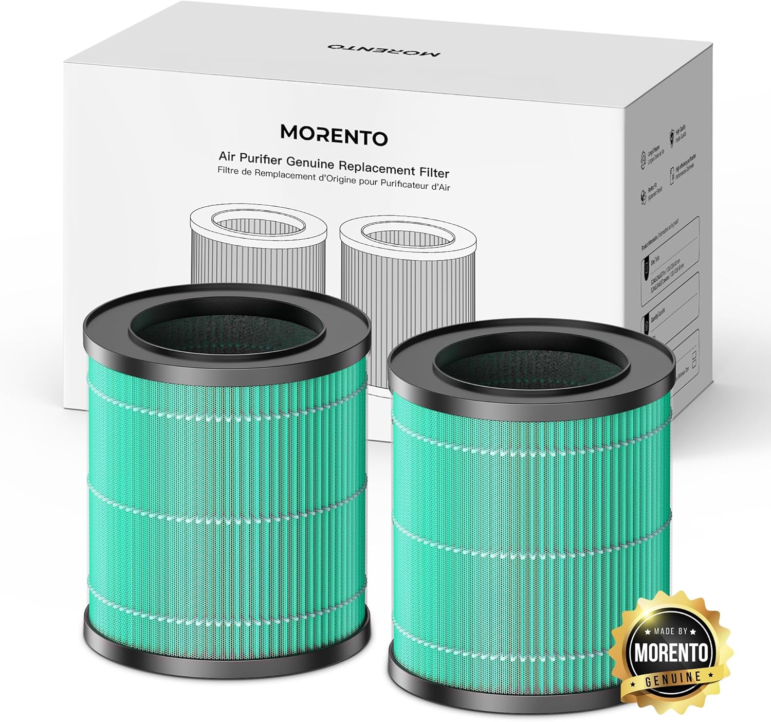 MORENTO 2 Pack MR2566 Genuine Air Purifier Replacement Filter for MR2566 Air Purifier, Pet Dander Version