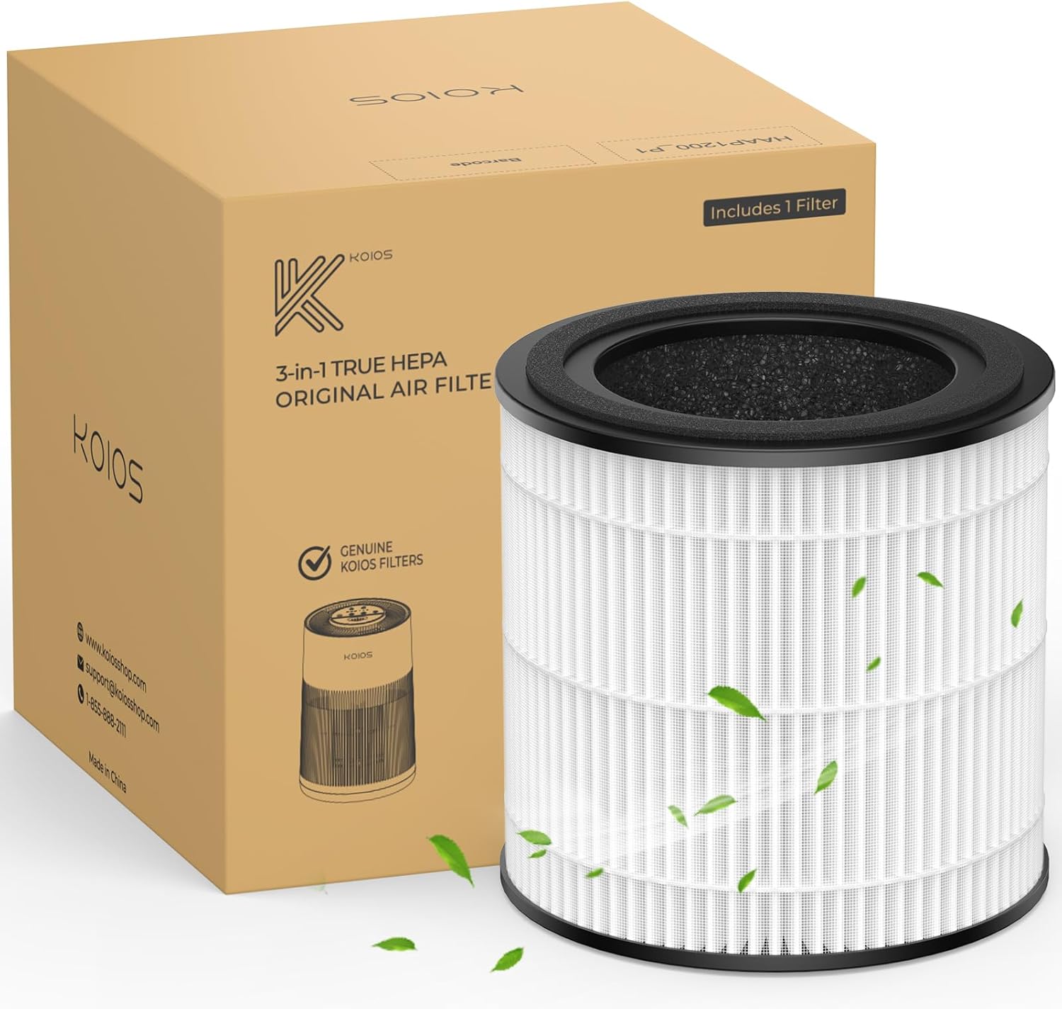 KOIOS AP2303 Air Purifier Filter, 3-in-1 True HEPA Filter, High-Efficiency Air Purifier Filter for Smoke, Dander, Odor, Pollen