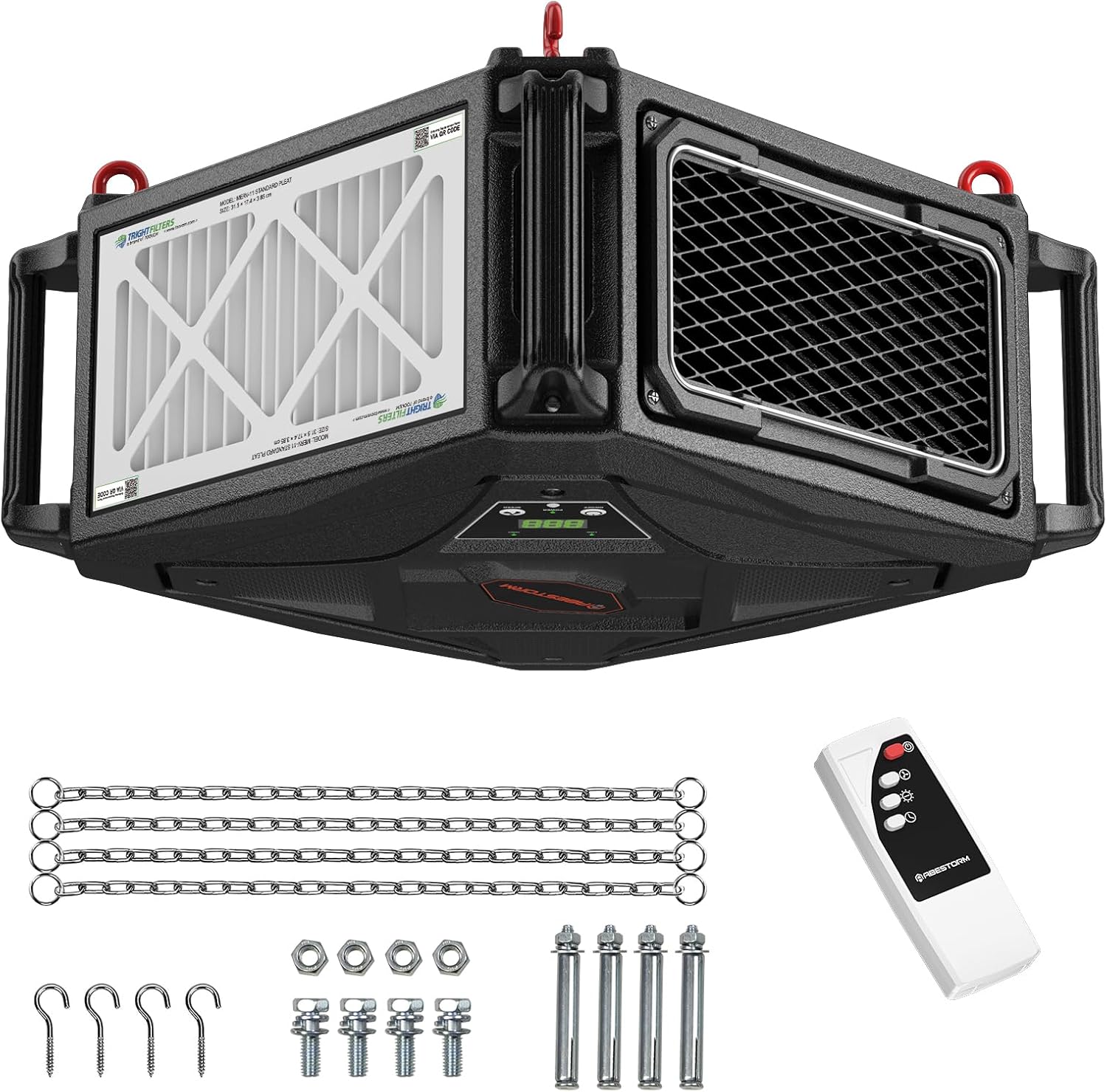 Abestorm 270 Degree Intake Air Filtration System, 780 CFM Workshop Hanging Dust Collector with Remote Control, Ceiling Mounted for Woodworking Shops and Garage, 2-speed Adjustment, DecDust 780