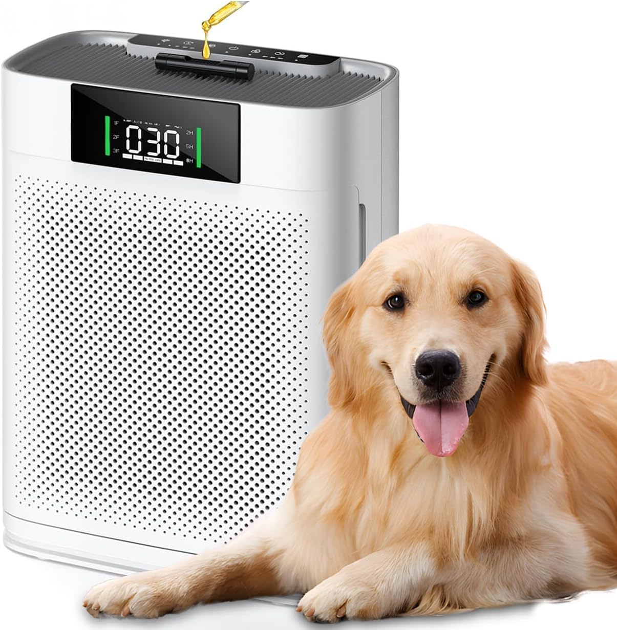 Air Purifier for Large Room up to 1500 Sq Ft, H13 True HEPA Filter, Honeyuan Air Purifiers for Pets, with PM 2.5 Display Air Quality Sensor, Aromatherapy, Child Lock, ZY3866G, White