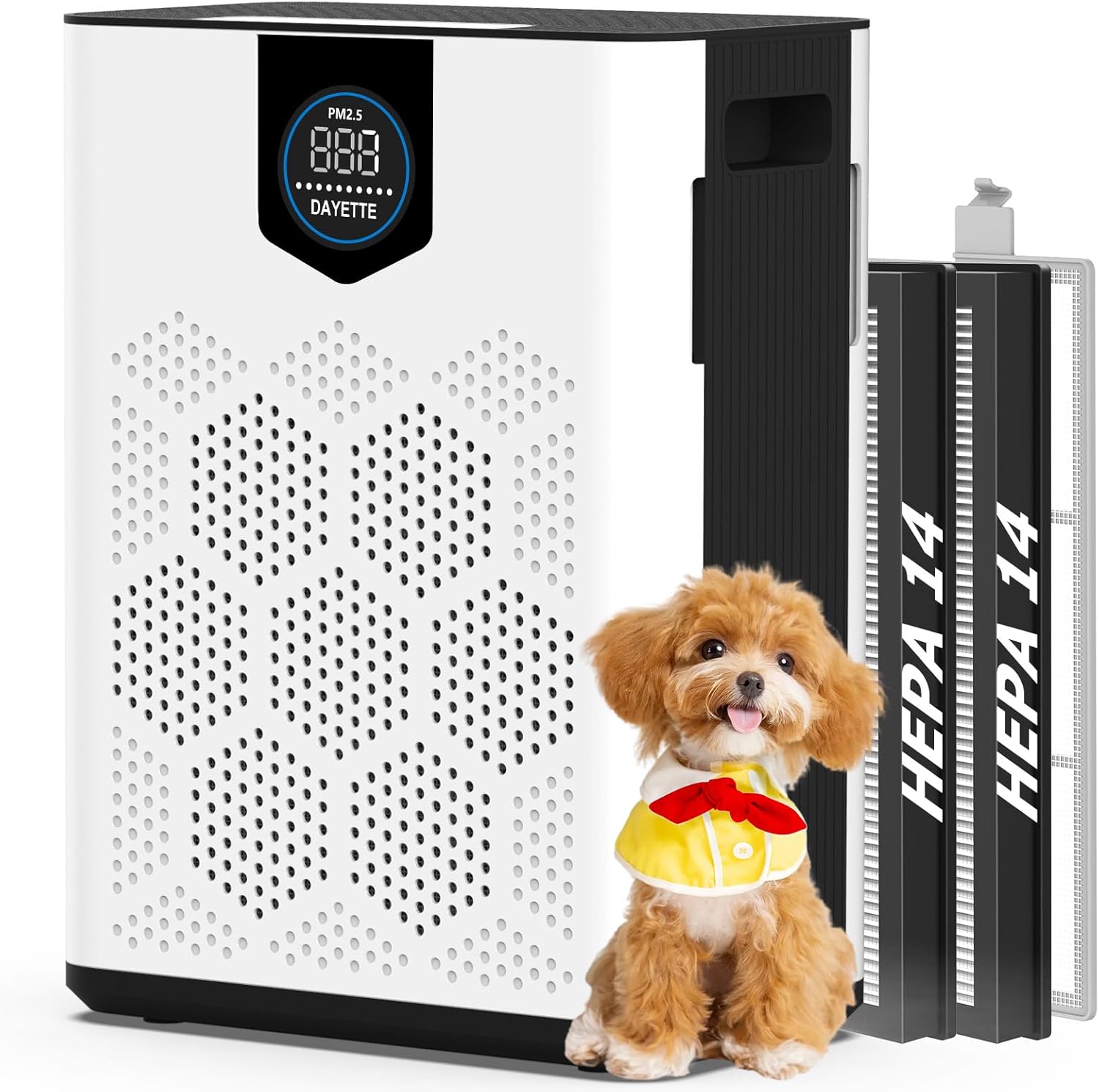 Air Purifiers for Home Large Room Up to 3000 Ft² with 2xH14 HEPA Filters, Air Purifiers for Pets Bedroom with Washable PreFilters, 2 TIMES Purification Speed In Turbo Mode for Dust, Hair, Odor