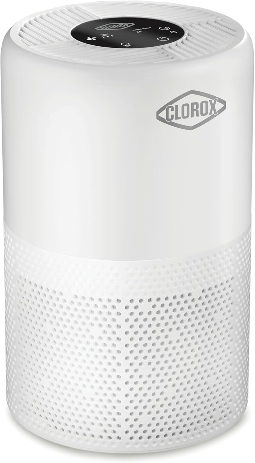 Clorox Turbo Air Purifiers for Home, True HEPA Filter, Quickly Cleans Medium Rooms Up to 1,000 Sq Ft, Reduces 99.9% of Mold, Viruses, Wildfire Smoke, Allergens, Pet Allergies, Dust, Whisper Quiet