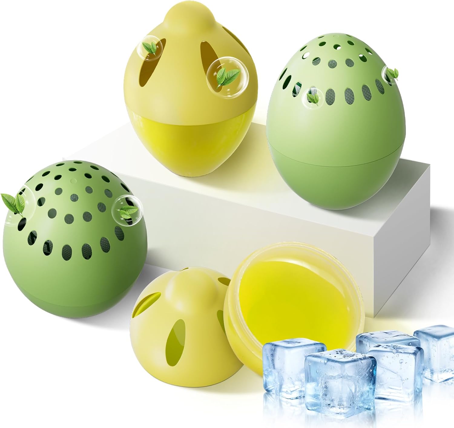 2 in 1 Refrigerator Deodorizer, Natural and Long-Lasting Odor Eliminator for Both Freezing and Refrigerating Compartments Air Freshener for Kitchen, Shoe Cabinet, Pet Areas (4 Pack)