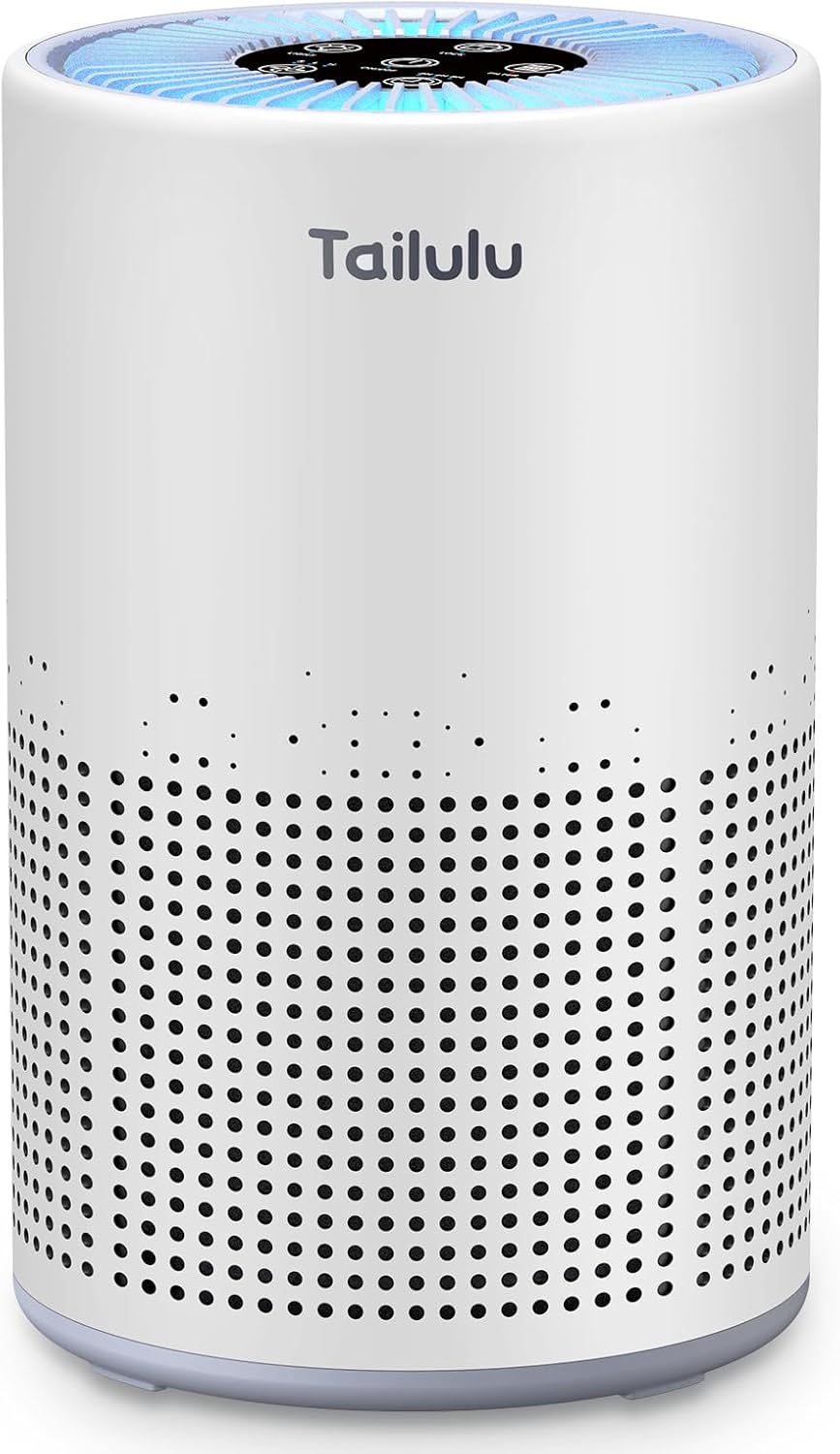 Tailulu Air Purifiers for Bedroom Home Pets 1200 Ft², H13 True HEPA Air Filter Portable Air Purifier with 12dB Sleep Mode, Speed Control, Timer, Quiet Air Cleaner