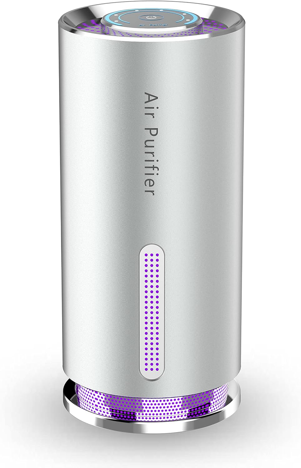 Portable Air Purifier for Car,Timeage Air Ionizer with HEPA Filter,UVC Light, Negative Ion,helps Remove Smoke Odor Pollen Allergens,Metal Enclosure,Silver