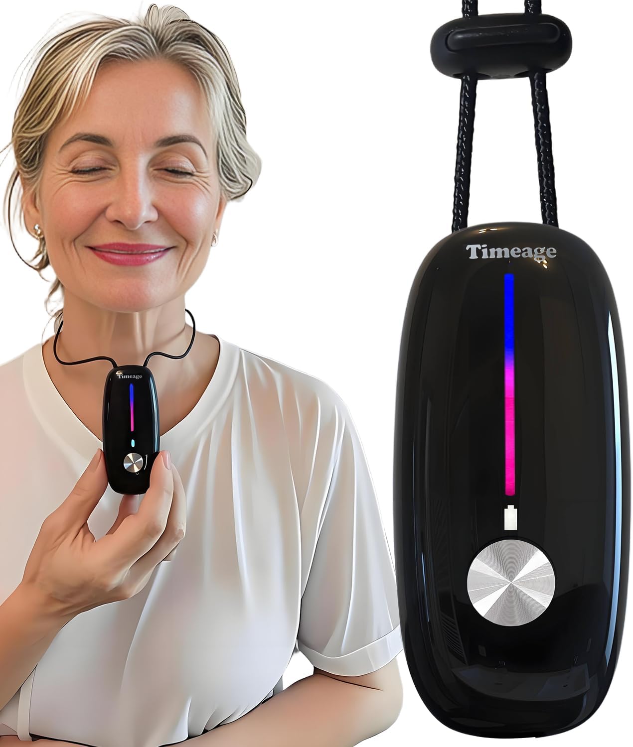 Portable Air Purifier,Personal Air Purifier Necklace, Wearable Mini Air Ionizer Eliminates Pm2.5, Allergy Pollen,Smoke,Dust for Outdoor,Travel(Black)