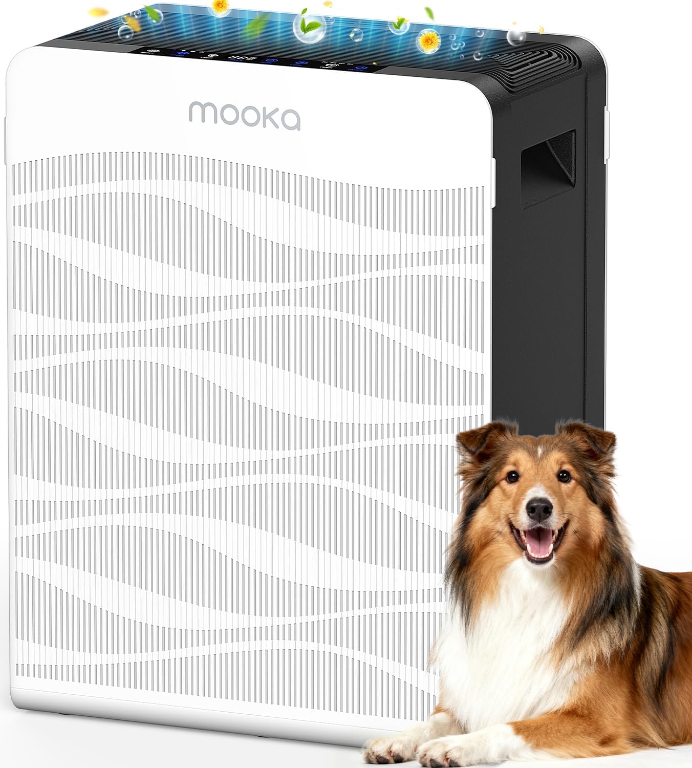 Air Purifier for Home Large Room 2800 Ft², MOOKA Double-Sided Air Purifiers for Home Pets with Washable Filters, PM 2.5 Air Quality Monitor, Air Filter Cleaner for Bedroom, Dorm Room, Office, C300