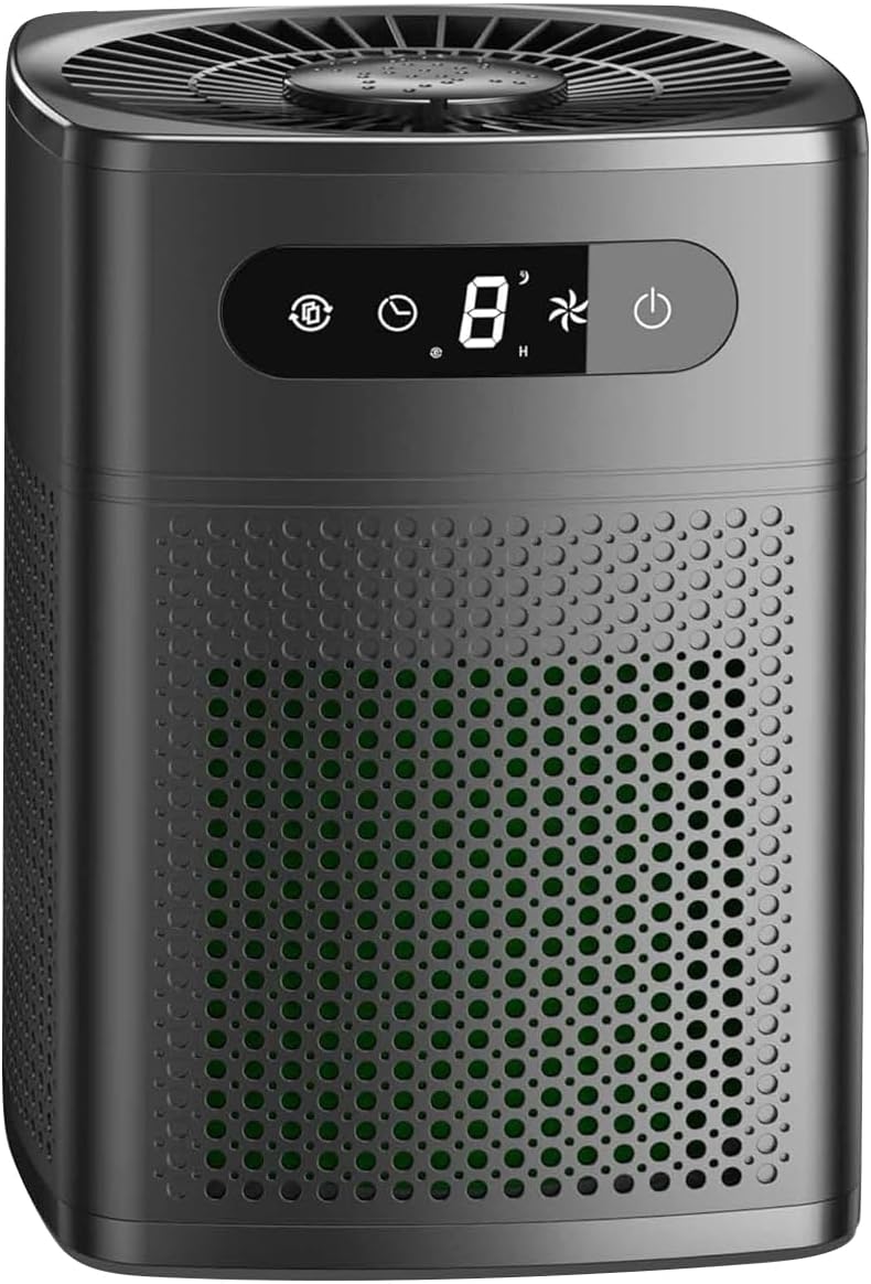 Air Purifiers for Bedroom, HEPA Covers Up to 302 sq.ft Room, 24db Sleep Model, Night Lighting, 3 Timers, with Aromatherapy for Bedroom, Dorm Room, Apartment, Kitchen-HY1800 (Light-Black)