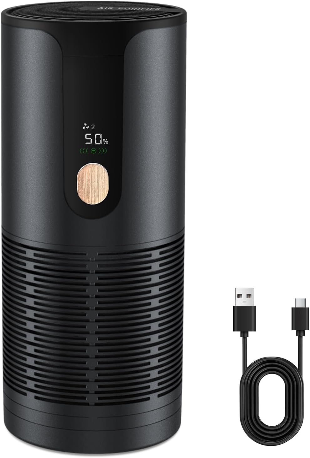 Mini Car Air Purifier-4 Layer Filtration & LCD Display,15dB Quiet,Cordless True HEPA Portable Small Air Purifier,Filters 99.97% of Smoke/Dust/Pet Odors,for Cars/Office/Travel