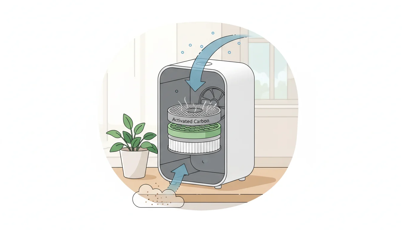 Illustration showing air purifier on floor or table concept