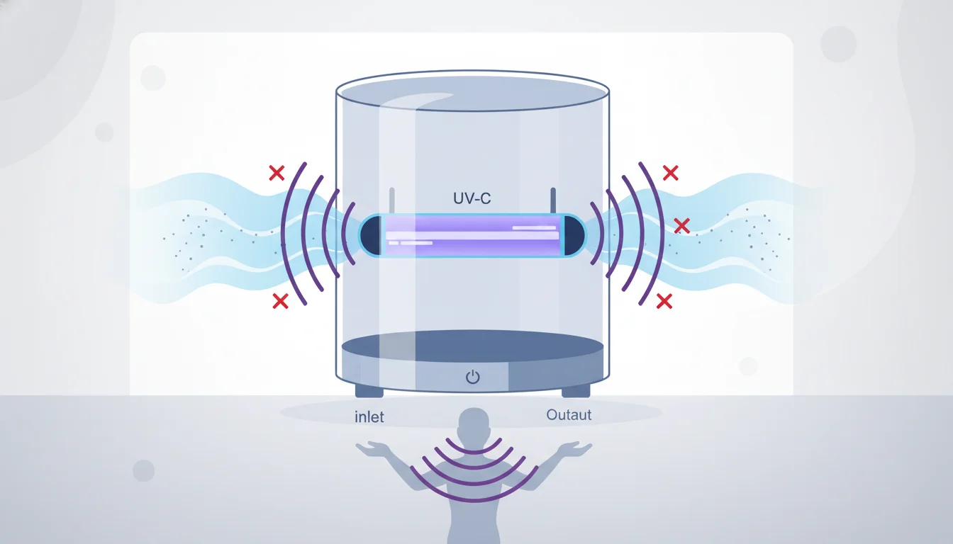 Illustration showing uv c air purifier dangers concept