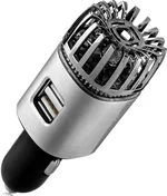 Car Air Purifier Ionizer - 12V Plug-in Ionic Anti-Microbial Car Deodorizer with Dual USB Charger - Smoke Smell, Pet and Food Odors, Allergens, Viruses Eliminator for Car (Matte Silver)