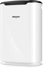 Okaysou AirMax8L 19.4″ 5-in-1 Large Room Air Purifier for Home, True HEPA Filter, Air Cleaner for Smokers, Pets, Eliminates Dust, Mold, Odor, VOCs, with Double Filtration System