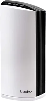 Lasko LP300 HEPA Tower Air Purifier with Timer for a Cleaner, Fresher Environment – 2-Stage Filtration Removes Smoke, Odors, Pet Dander, Virus Sized Particles, Pollen, Dust, 21.6" x 7.3" x 10.3", White