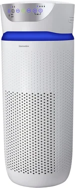 Homedics 5-in-1 UV-C Air Purifier - 360-Degree HEPA Filter for 1,659 Sq Ft, Extra Large Air Purifiers for Bedroom and Home, Essential Oil Pads, Built-In Timer, 5 Speed Settings for Large Rooms, White