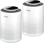 2 Pack Air Purifiers for Home Bedroom H13 True HEPA Air Filter Cleaner, Odor Eliminator, Remove Smoke Dust Pollen Pet Dander, Night Light For Home Living Room Dorm, Quiet 24dB Filtration System