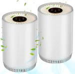 2 Pack Vhoiu Air Purifiers for Home Bedroom up to 690ft², Quiet Air Purifier With Night Light, Whole House Has Fresh Air, H13 True HEPA Air Cleaner For Office, Dorm, Apartment, Kitchen KJ80 (White)