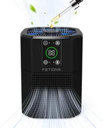 Air Purifier for Home Bedroom Pets, FETIONS Air Cleaner with Ambient light Fragrance Sleep Mode, Compact with H13 HEPA Filter for Dander Smoke Pollen Odor, 9 Timer Settings, 4 Fan Speeds, Black, 1 Pack
