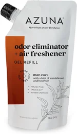 Azuna All-Natural Odor Remover Gel Refill Pouch | Air Purifier with Tea Tree Oil | Plant-Based & Long Lasting | For Pet Odors, Smoke & Strong Odors | Sandalwood/Bourbon, 12 oz.
