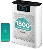SereneLife HEPA Air Purifier for Home – Smart WiFi & App Control, Ultra-Quiet Air Purifier for Bedrooms & Large Rooms, Removes Dust, Pet Hair & Odors, Ideal for Pets & Allergies (1,800 Sq Ft, White)