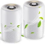 2 Pack YARIKI Air Purifiers for Bedroom Home with Aromatherapy Function,Small Air Purifier with Nightlight Speed Control,24dB Low Noise for Better Sleep,For Pet Room Dorm Kitchen,P60 (White)