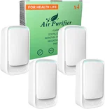 Plug In Air Purifier, Negative Ion Air Purifiers Quiet Wall Plug In Air Fresheners for Home Bathroom Basement Kitchen - Portable Mini Air Ionizers Cleaner Odor Pets Smell, Dust (4, White)